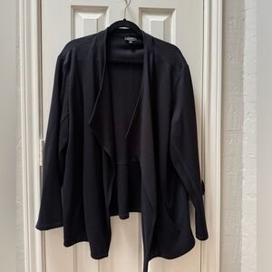 Jones New York 2X Serenity Knit Wing-Lapel Sweater, Jones Black